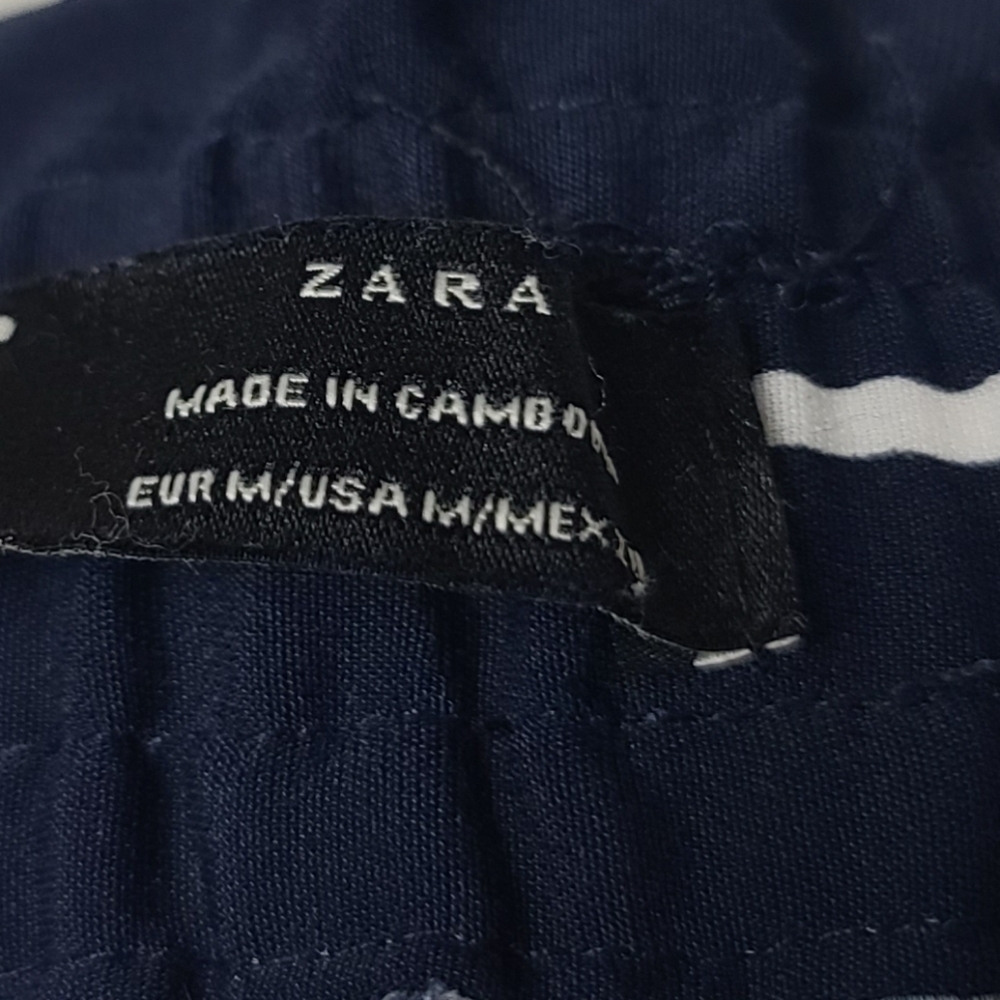 Zara Trafaluc White Blue Striped Pants M - Picture 7 of 7